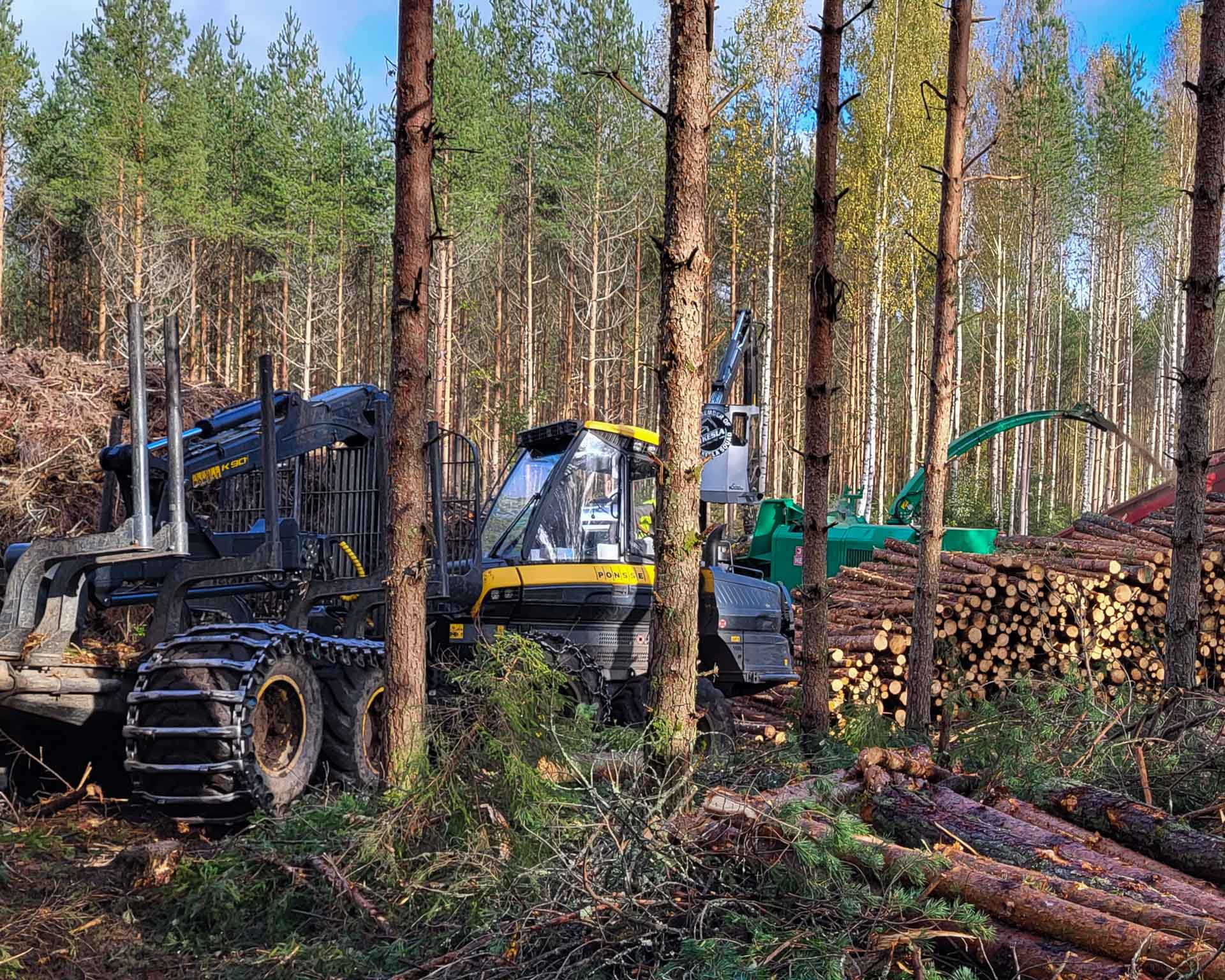Timber and forest machines in Finnish forest